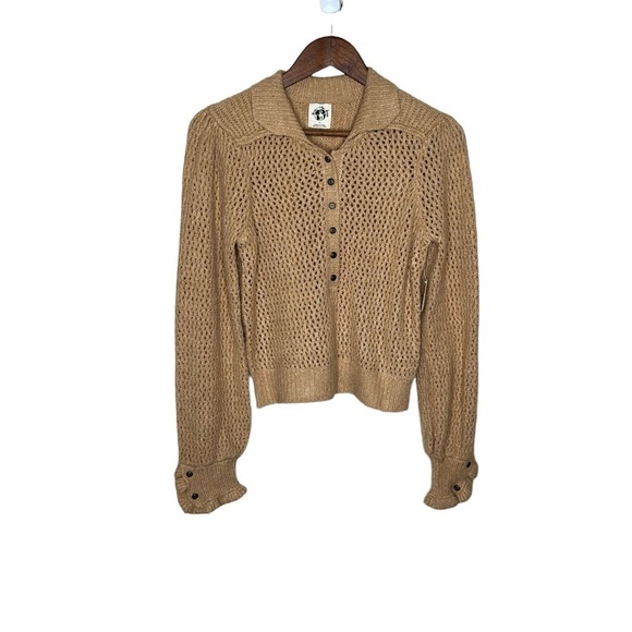 Free People Snowdrift Pullover In Camel Knit Sweater - Picture 7 of 17